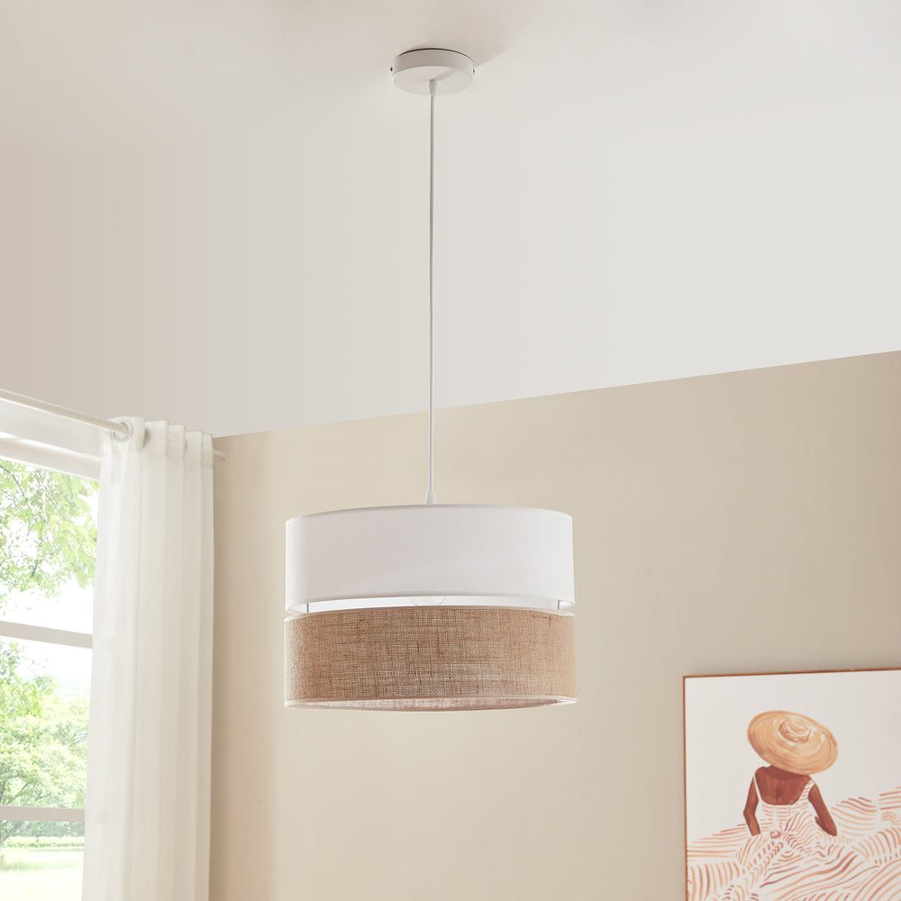 Hängeleuchte Barton Weiß/Leinenoptik [lux.pro]