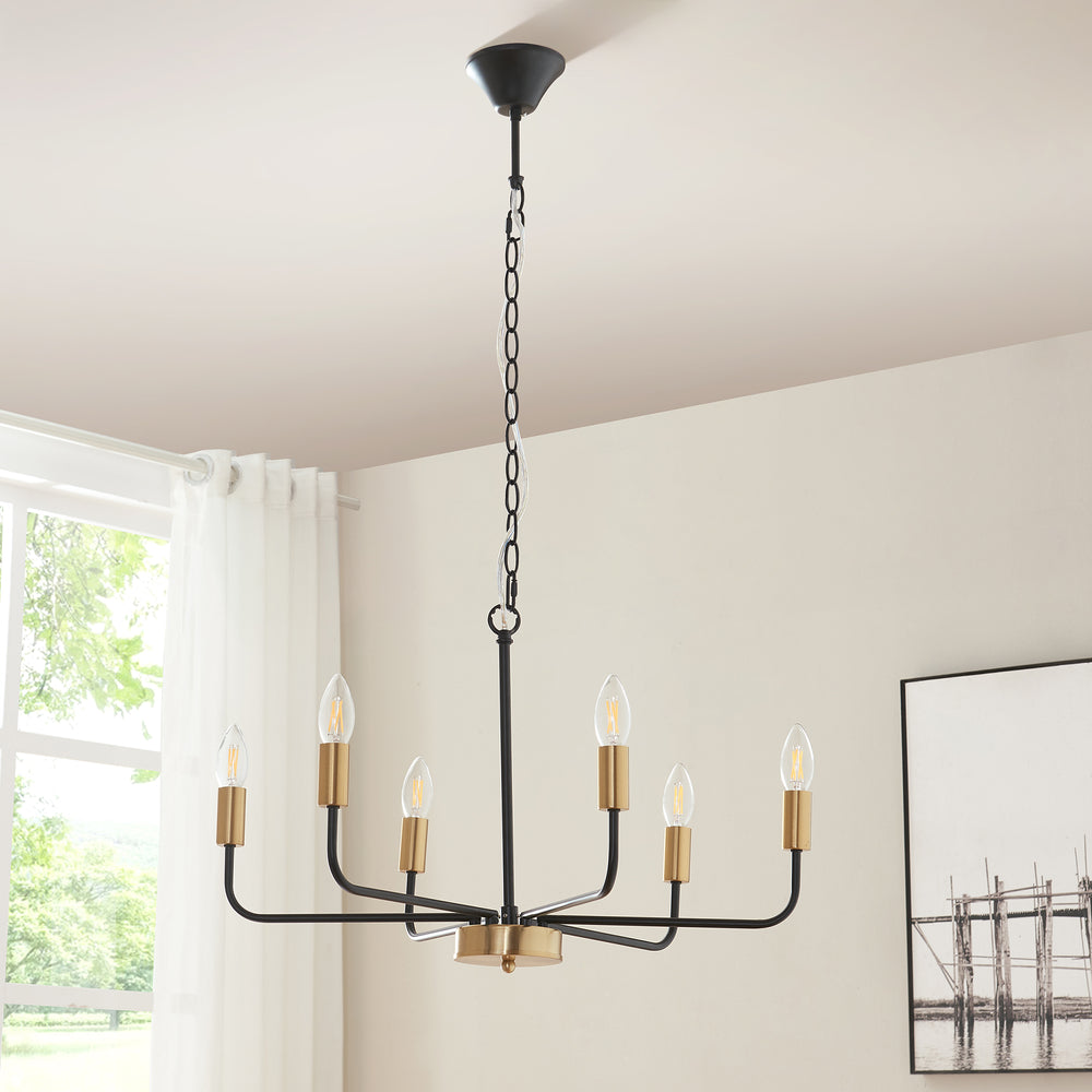 Kronleuchter Bishop Metall Schwarz/Messingfarben [lux.pro] - premiumXL