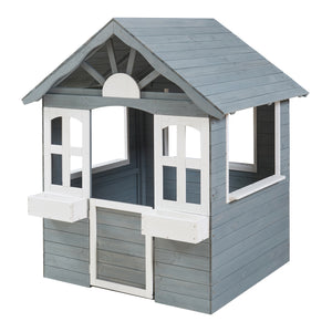 Kinderspielhaus Vesa 138x120x102 cm Tannenholz Grau [casa.pro]