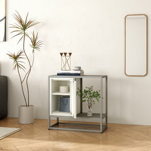 Sideboard Burlöv Stahl 70x72x35 cm Grau/Weiß [en.casa]