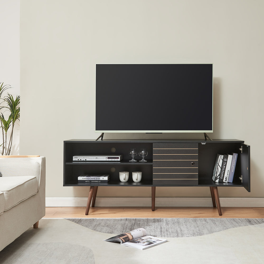 Fernsehschrank Vare 160x40x66 cm Schwarz [en.casa] - premiumXL