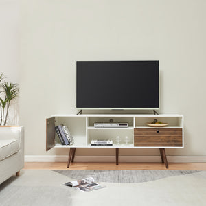 Fernsehschrank Vare 165x40x66 cm Weiß/Walnussoptik [en.casa]