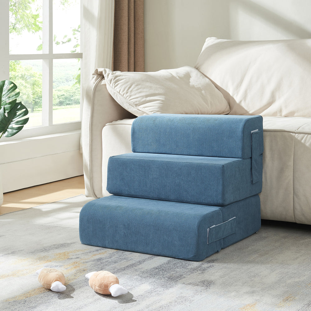 Haustiertreppe Joelerhatra 4 - tlg. 45x50x45 cm Cord Blau [en.casa] - premiumXL