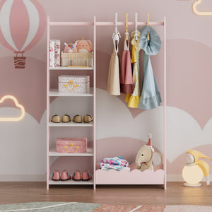 Kindergarderobe Vestnes 114x77x30 cm Cotton Candy/Weiß [en.casa]