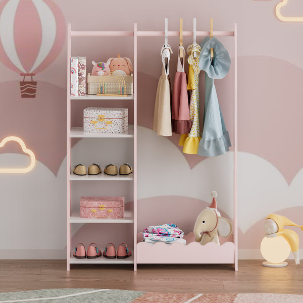 Kindergarderobe Vestnes 114x77x30 cm Cotton Candy/Weiß [en.casa]