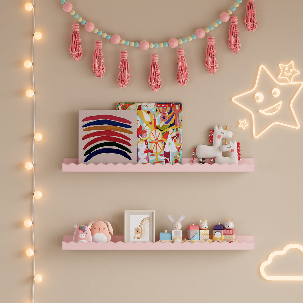 Kinder - Wandregal 2er Set Vestnes 60x10x5 cm Cotton Candy [en.casa] - premiumXL