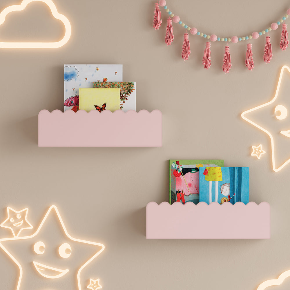 Kinder - Wandregal 2er Set Vestnes 40x10x10 cm Cotton Candy [en.casa] - premiumXL