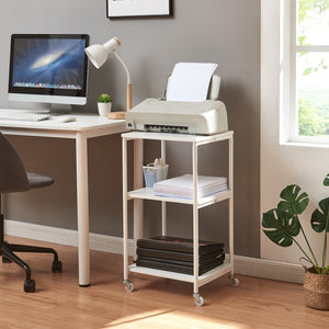Rollbarer Druckertisch Janertu 82x39x35 cm Weiß [en.casa]