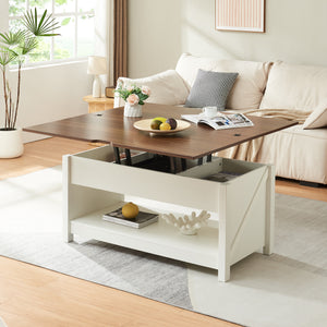 Couchtisch Kasama mit Hebeplatte und Stauraum 110x55x54 cm Walnussoptik/Weiß [en.casa]