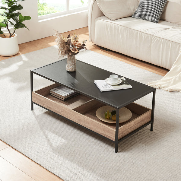 Couchtisch Belana 100x48x39 cm Schwarz/Eicheoptik [en.casa]