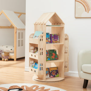 Drehbares Kinderregal Sanköre 122x64x43 cm Kiefernholz Natur [en.casa]