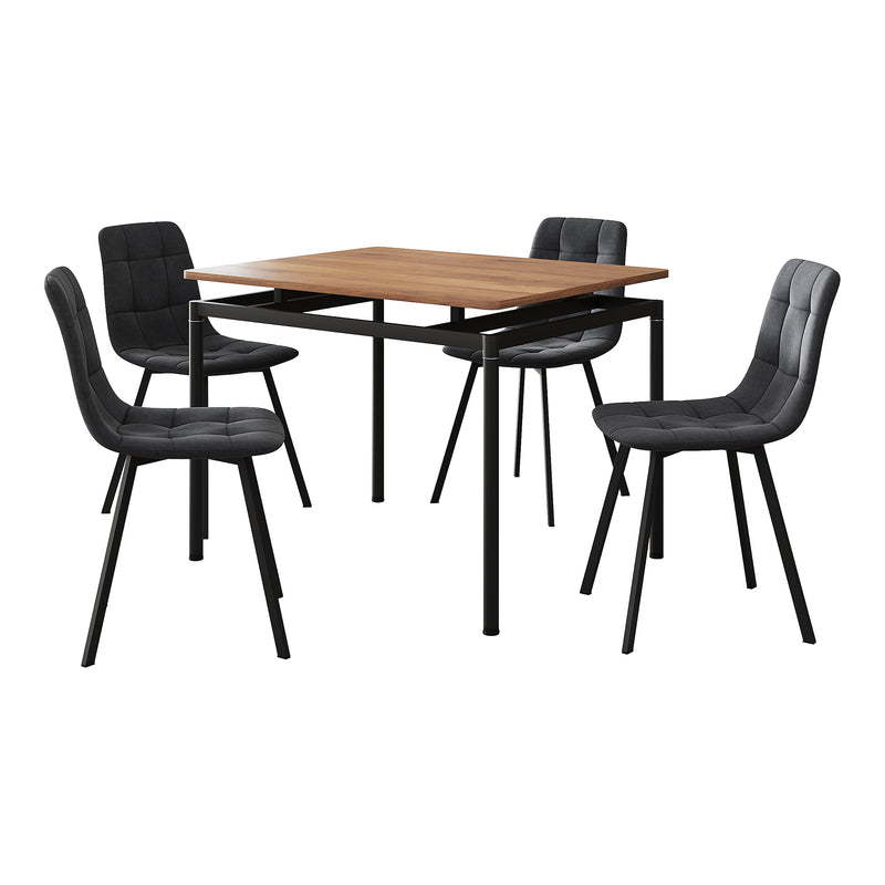 Maßskizze Essgruppe Hemnes 5-teilig Eicheoptik/Dunkelgrau [en.casa]