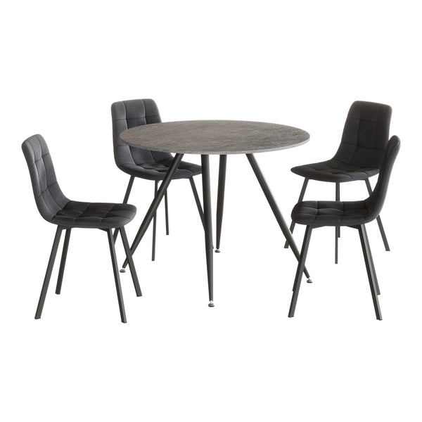 Essgruppe Fitjar 5-teilig Betonoptik/Dunkelgrau [en.casa]