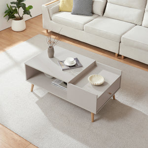 Couchtisch Hallevil mit Schublade 106x59x44 cm Hellgrau [en.casa]