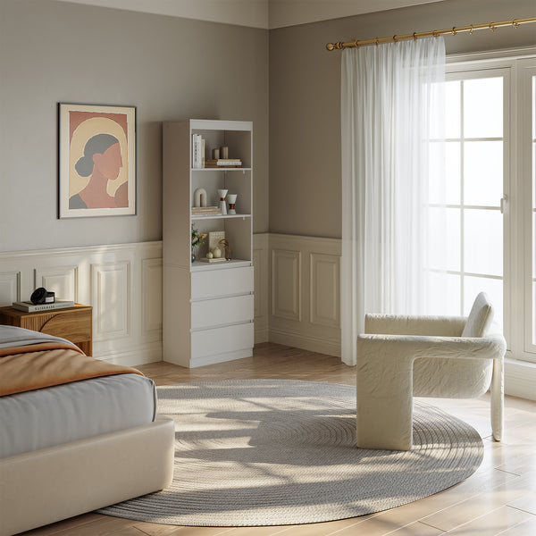 Bücherregal Les mit 3 Schubladen 180x60x35 cm Weiß [en.casa]