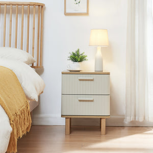 Nachttisch Ferrersp mit 2 Schubladen 50x40x40 cm Eicheoptik/Sandfarben [en.casa]