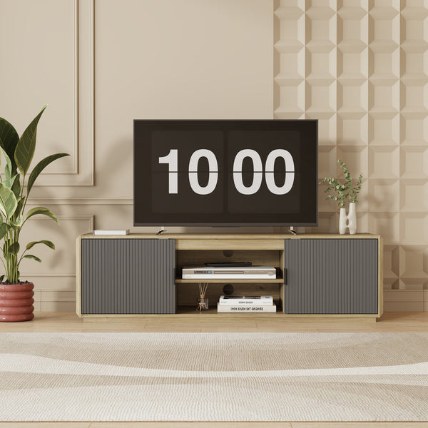 Fernsehschrank Trömi 150x40x43 cm Eicheoptik/Grau [en.casa]