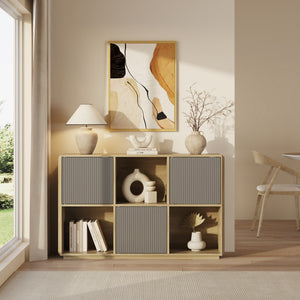 Sideboard Trömi 75x120x30 cm Eicheoptik/Grau [en.casa]