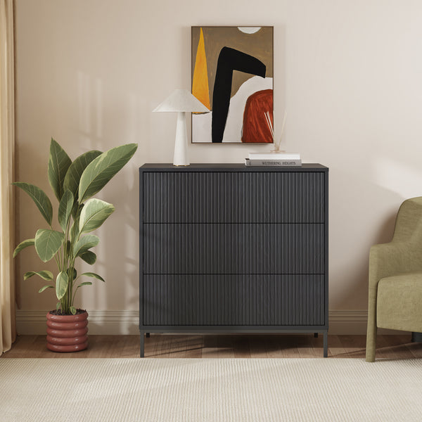 Kommode Nykapin 80x80x40 cm Schwarz [en.casa]