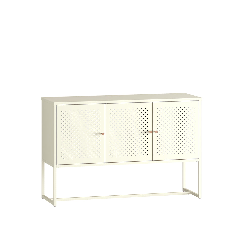 Sideboard Viitasaari 120x40x80 cm Stahl Cremeweiß [en.casa]