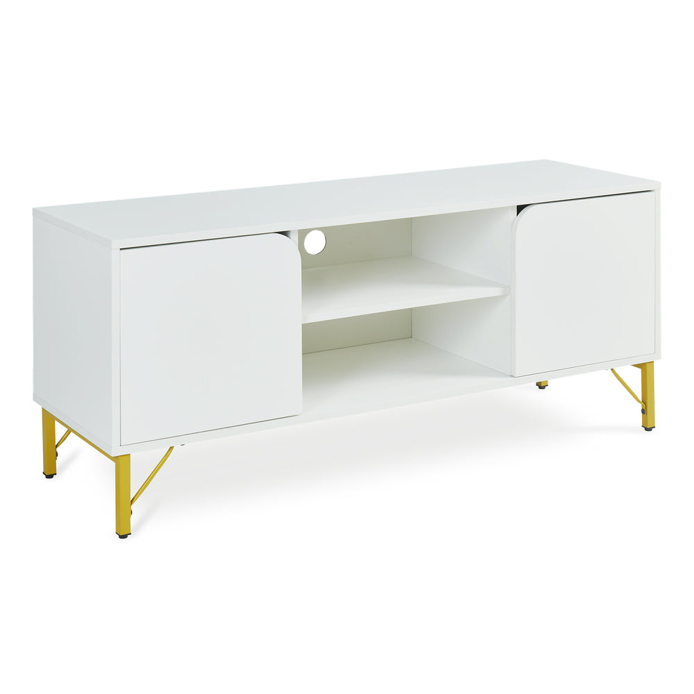 Fernsehschrank Reyri 120x39x52 cm Weiß/Goldfarben [en.casa]