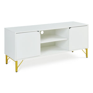 Fernsehschrank Reyri 120x39x52 cm Weiß/Goldfarben [en.casa]