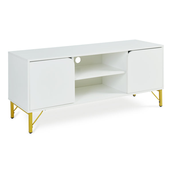 Fernsehschrank Reyri 120x39x52 cm Weiß/Goldfarben [en.casa]