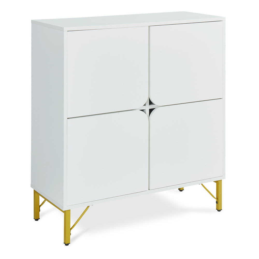 Sideboard Reyri 90x80x35 cm Weiß/Goldfarben [en.casa]