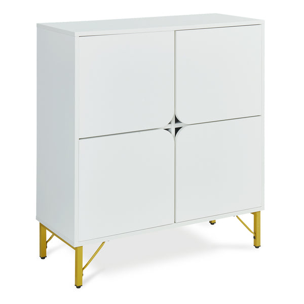 Sideboard Reyri 90x80x35 cm Weiß/Goldfarben [en.casa]