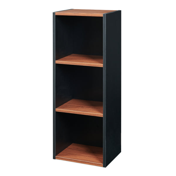 Bücherregal 'Trond' mit 3 offenen Fächern 80 x 30 x 23 cm Schwarz/Walnussoptik