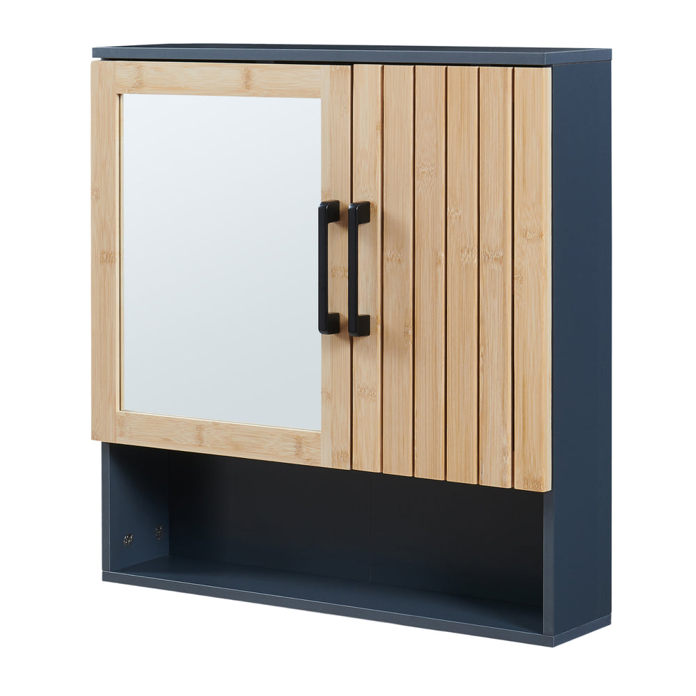 Spiegelschrank Svanes 58x56x13 cm Dunkelgrau/Natur [en.casa]
