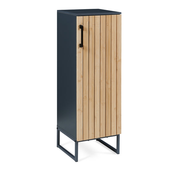 Badezimmerschrank Svanes 90x30x30 cm Dunkelgrau/Natur [en.casa]