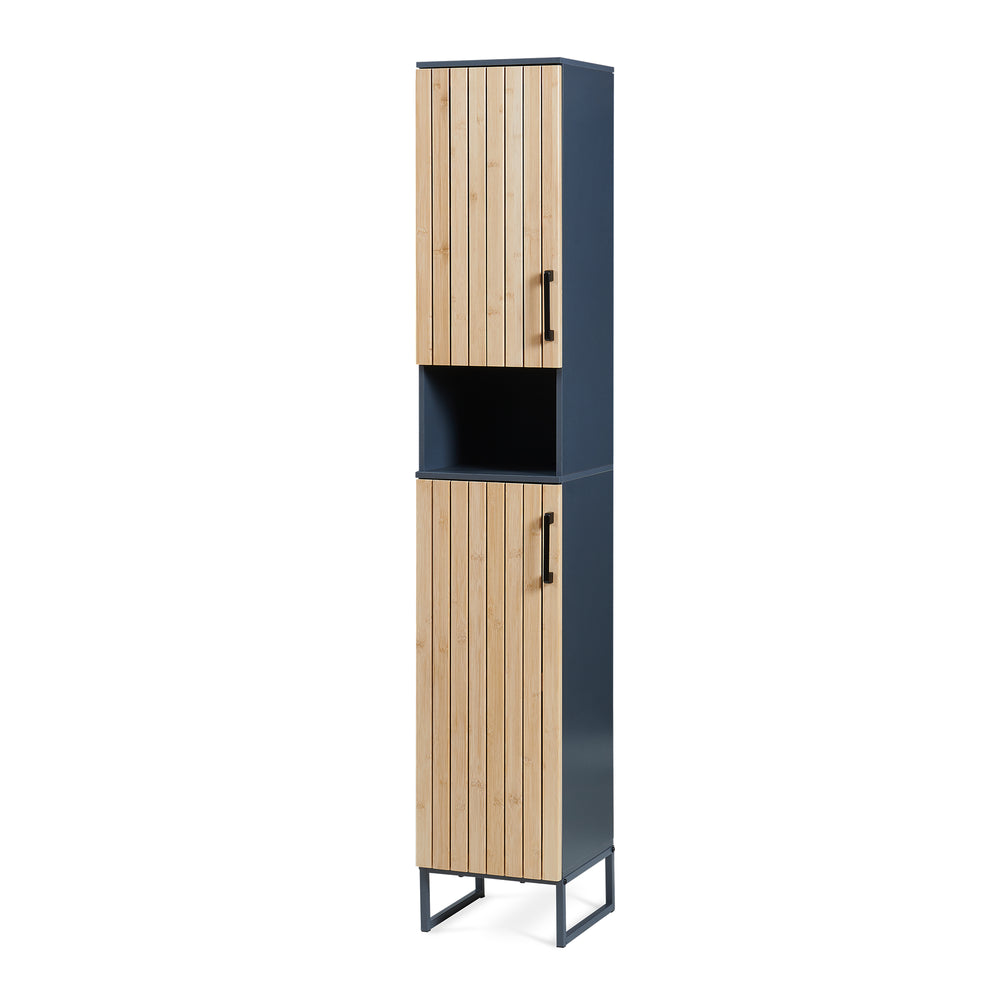 Hochschrank Svanes 170x30x30 cm Dunkelgrau/Natur [en.casa]