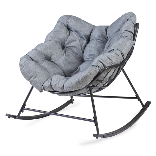 Korb-Schaukelstuhl Villeneuve 85x90x91 cm Schwarz/Grau [en.casa]