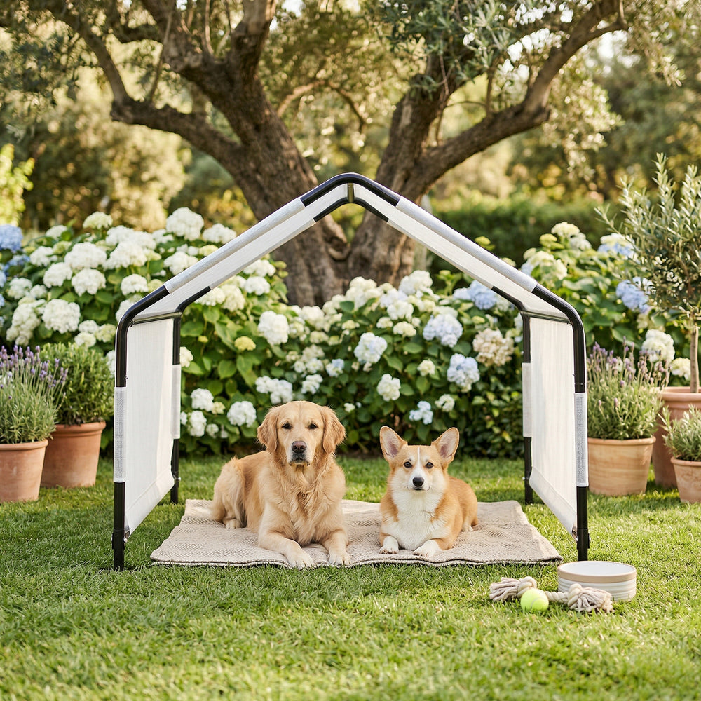 Outdoor Hundezelt Valevali 122x122x90 cm Schwarz/Weiß [en.casa]