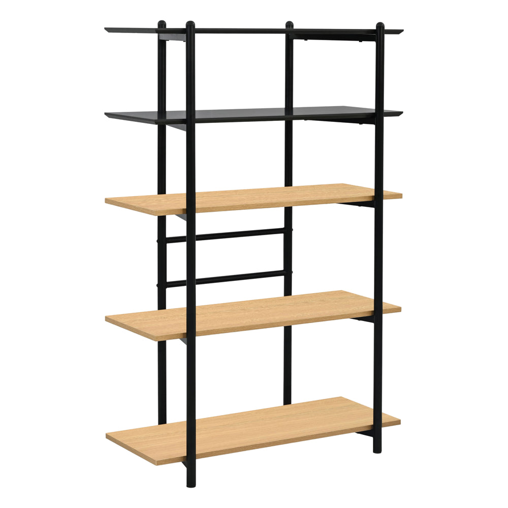 Bücherregal Kappespoo 124x80x35 cm Schwarz/Eicheoptik [en.casa]
