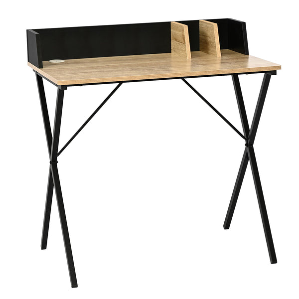 Schreibtisch Kappespoo 84x80x50 cm Schwarz/Eicheoptik [en.casa]