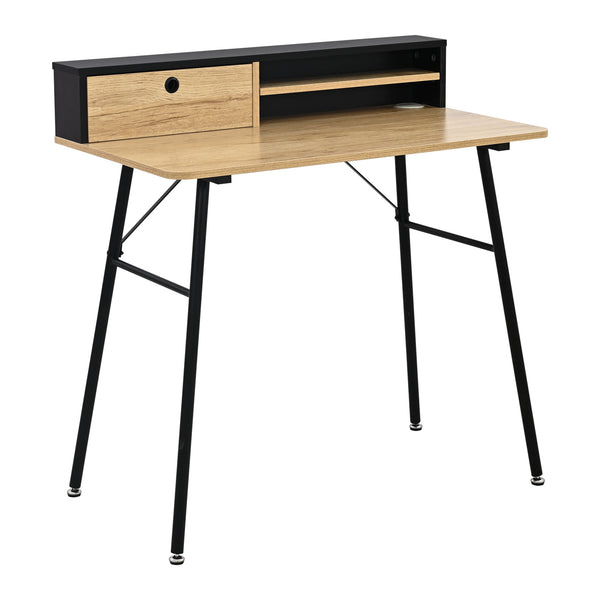 Schreibtisch Var 93x90x50 cm Schwarz/Eicheoptik [en.casa]
