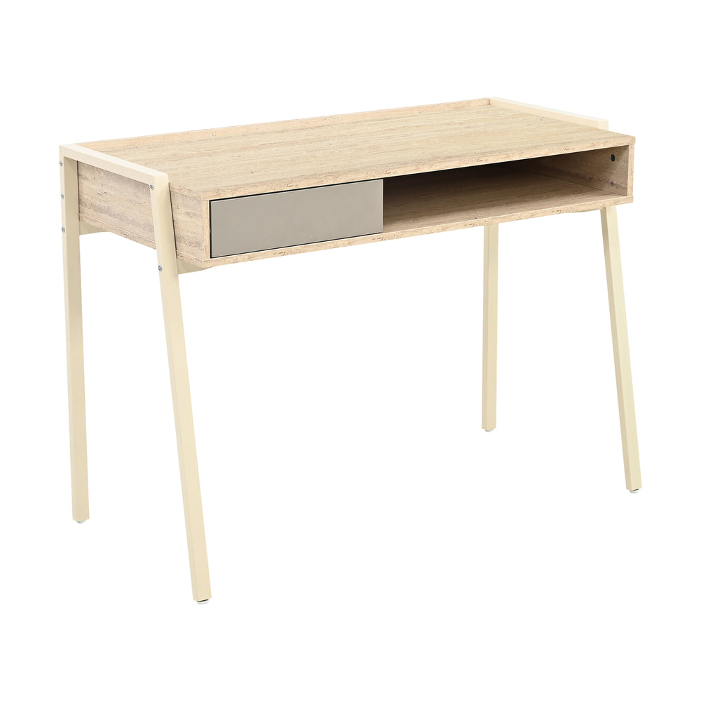 Schreibtisch Boderas 107x55x78 cm Beige/Travertin [en.casa]