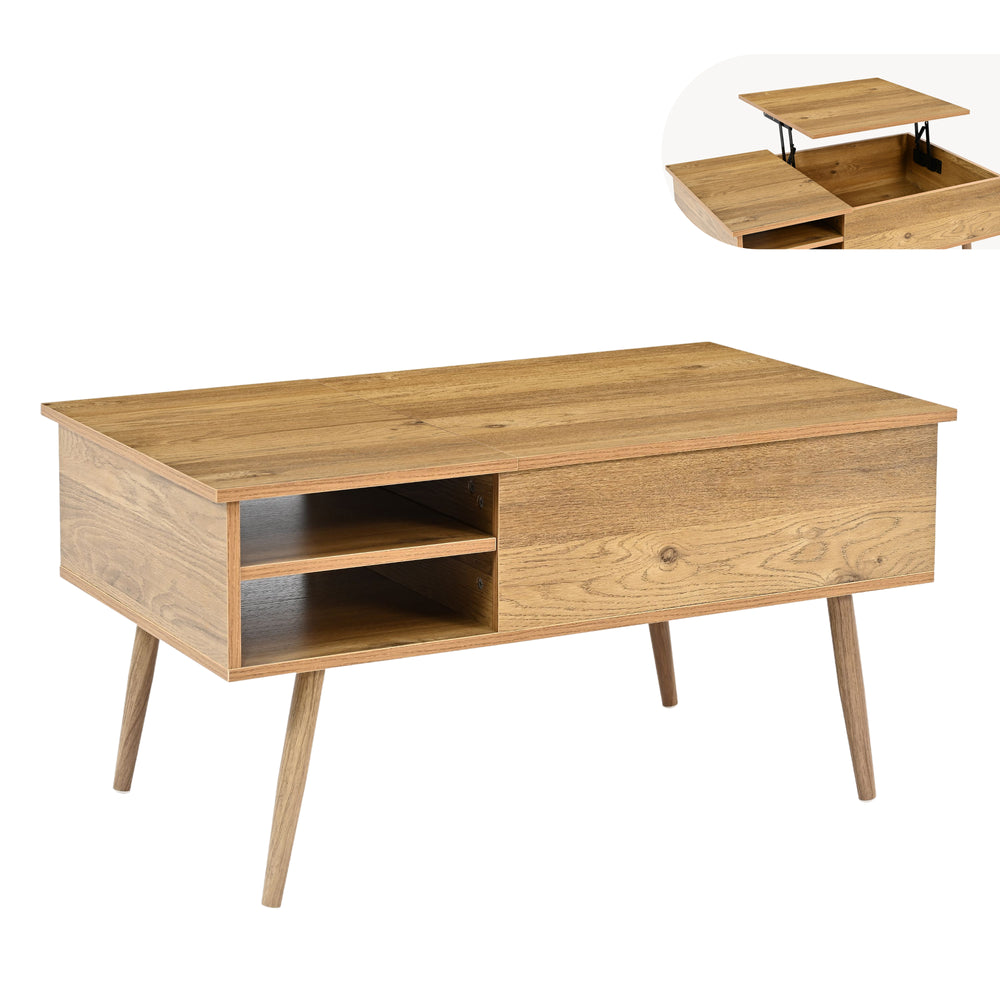 Couchtisch Vasdabod mit Liftplatte 96x59x50 cm Eicheoptik [en.casa]