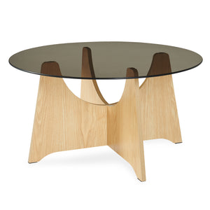 Couchtisch 'Omlar' mit Glasplatte rund Ø70 x 35 cm Eicheoptik / Rauchgrau