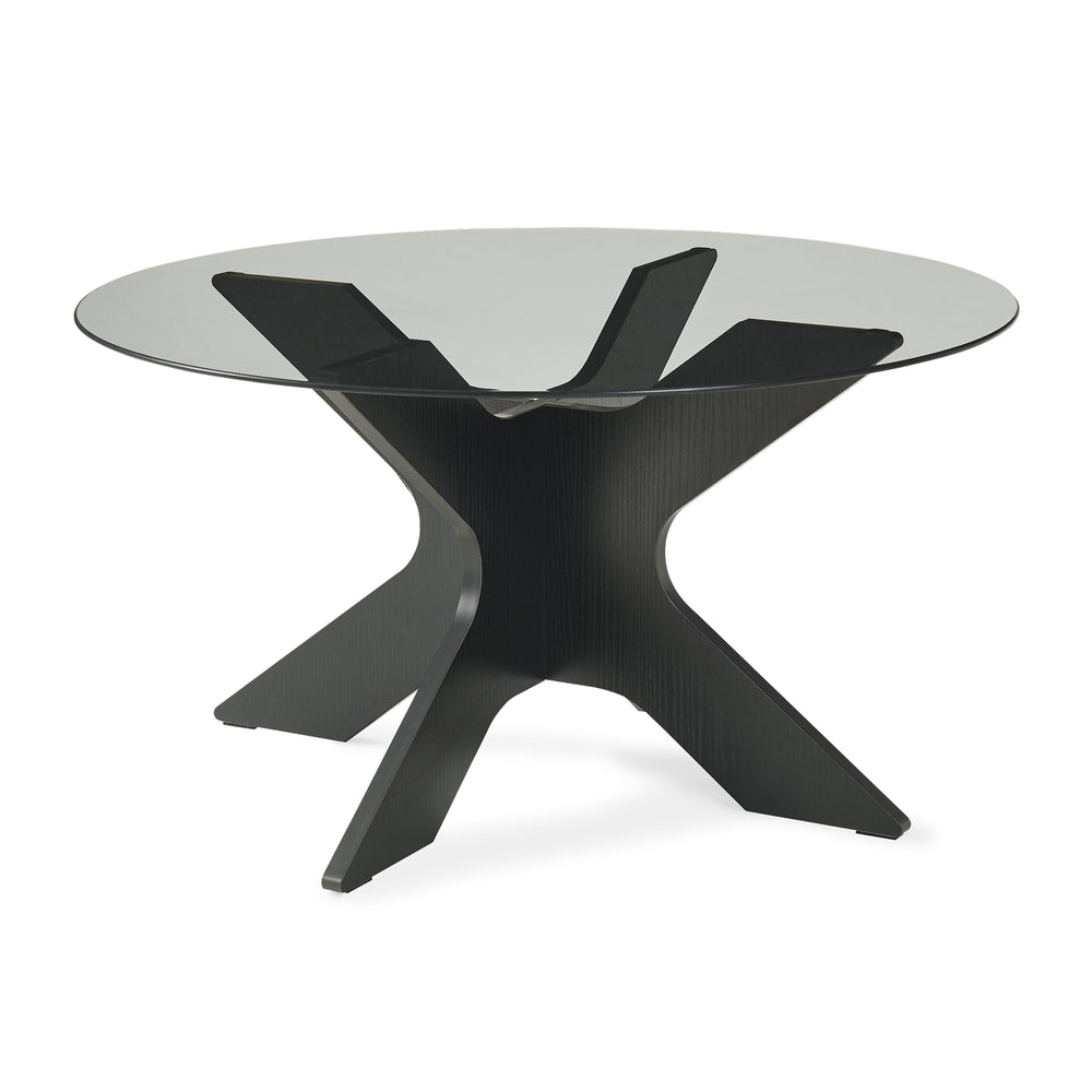 Couchtisch Imi mit Glasplatte Ø70x35 cm Schwarz/Grau [en.casa]