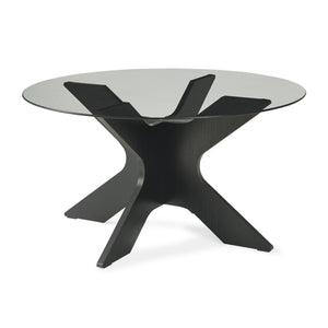 Couchtisch Imi mit Glasplatte Ø70x35 cm Schwarz/Grau [en.casa]