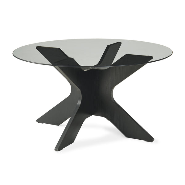 Couchtisch Imi mit Glasplatte Ø70x35 cm Schwarz/Grau [en.casa]