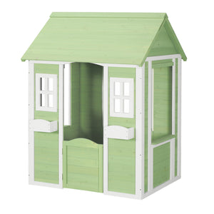 Kinderspielhaus Kuoldsvin Tannenholz 144x102x90 cm Grün/Weiß [en.casa]