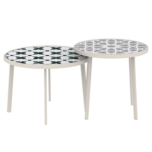 Outdoor Satztisch Faeto 2-tlg. Glasplatte Champagne [casa.pro]
