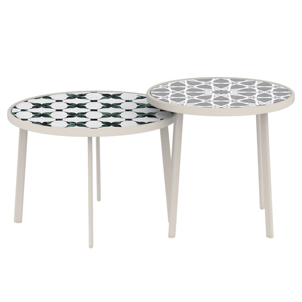 Outdoor Satztisch Faeto 2-tlg. Glasplatte Champagne [casa.pro]