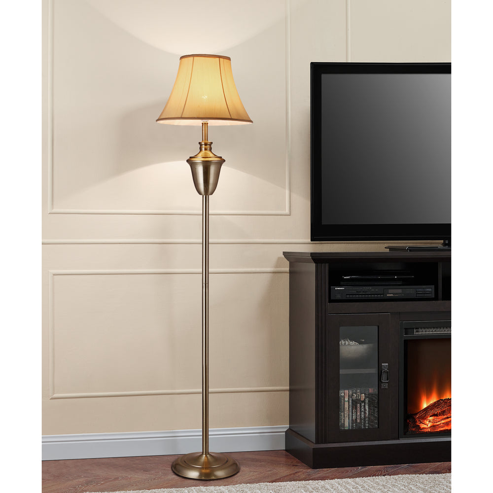 Stehleuchte Madrid 1x E27 Ø35x157 cm Messingfarben/Beige lux.pro