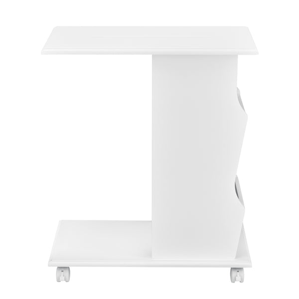 Beistelltisch Kungälv 53x30x63 cm Rollen und Staufächer Weiß en.casa