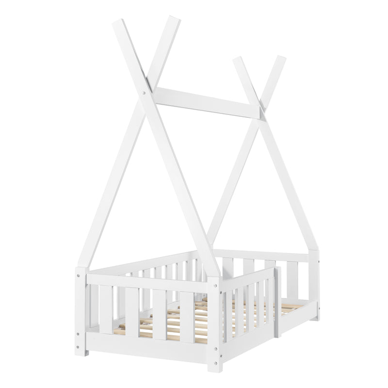 Maßskizze Kinderbett Helsingborg 70x140 cm Weiß [en.casa]